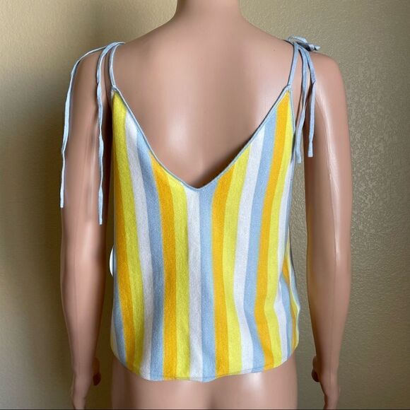 Storia Striped Pastel Tie Strap Crop Top Size Small - Picture 5 of 7